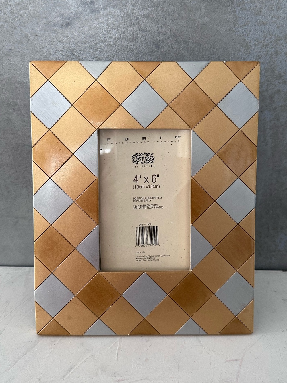 VINTAGE FURIO PICTURE FRAME RESIN GOLD SILVER HARLEQUIN FITS 4X6
